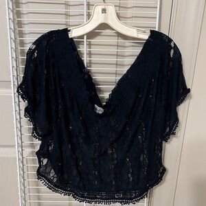 Abercrombie & Fitch Navy Lace Blouse